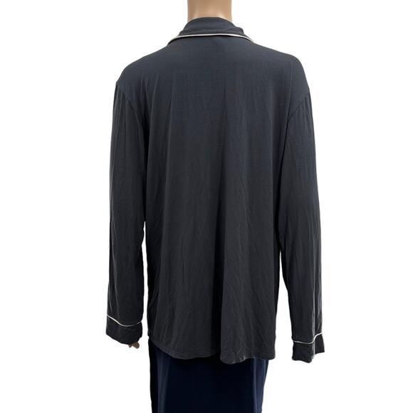 Eberjey Graphite Gray Gisele Piped Long Sleeve Pajama Top - Picture 8 of 10